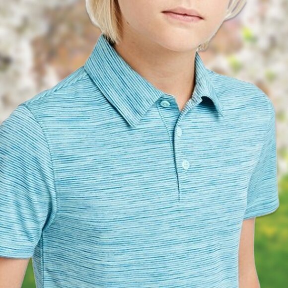 NWT Turquoise Green Striped Golf Polo Shirt - Boys Size XL (16) - All in Motion - Picture 4 of 4